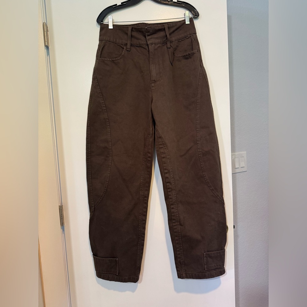 ZARA NWOT TRF High Waist Baggy Barrel Leg Paneled Pants Brown Size 4